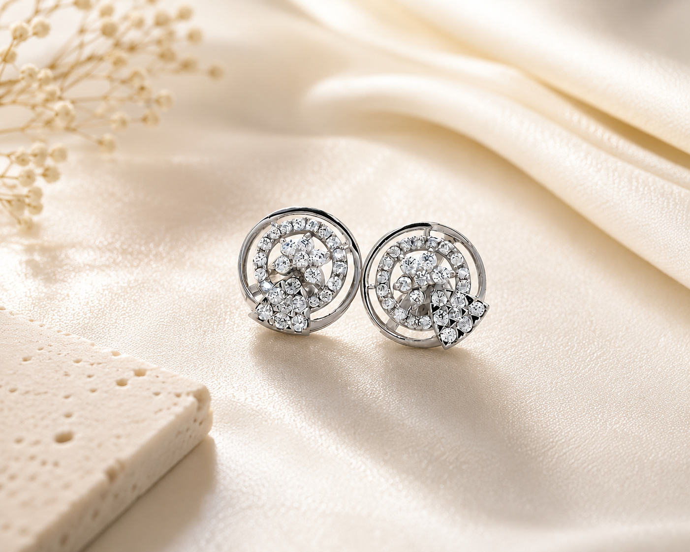 Celestial Swirl Diamond Stud Earrings