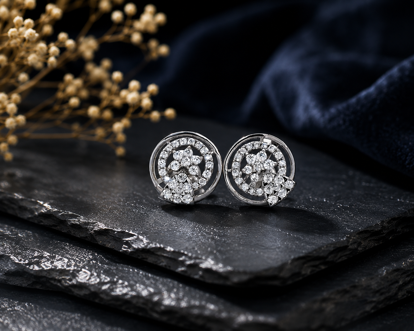 Celestial Swirl Diamond Stud Earrings