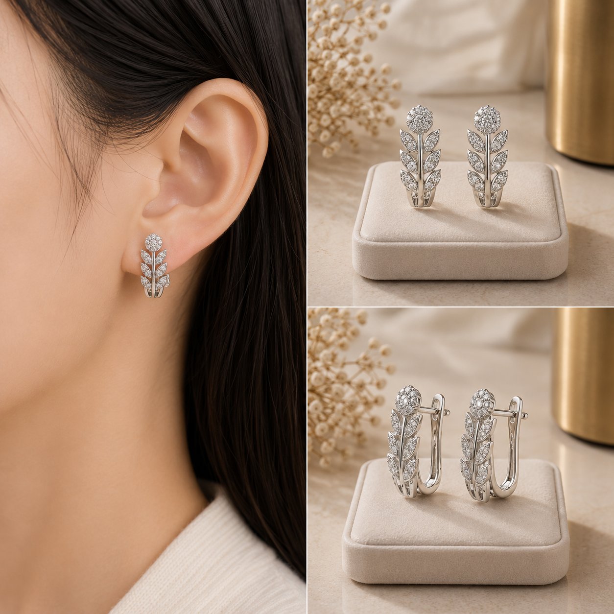 Luxury Floral Crystal Studs