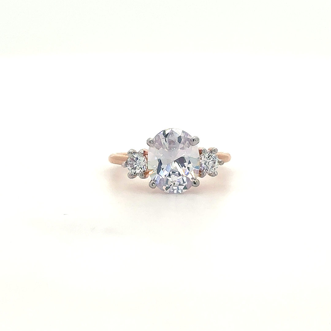 Classic Three-Stone Oval Diamond Ring