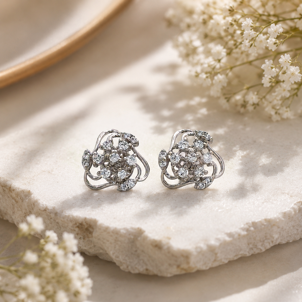 Crystal Blossom Sparkle Stud Earrings