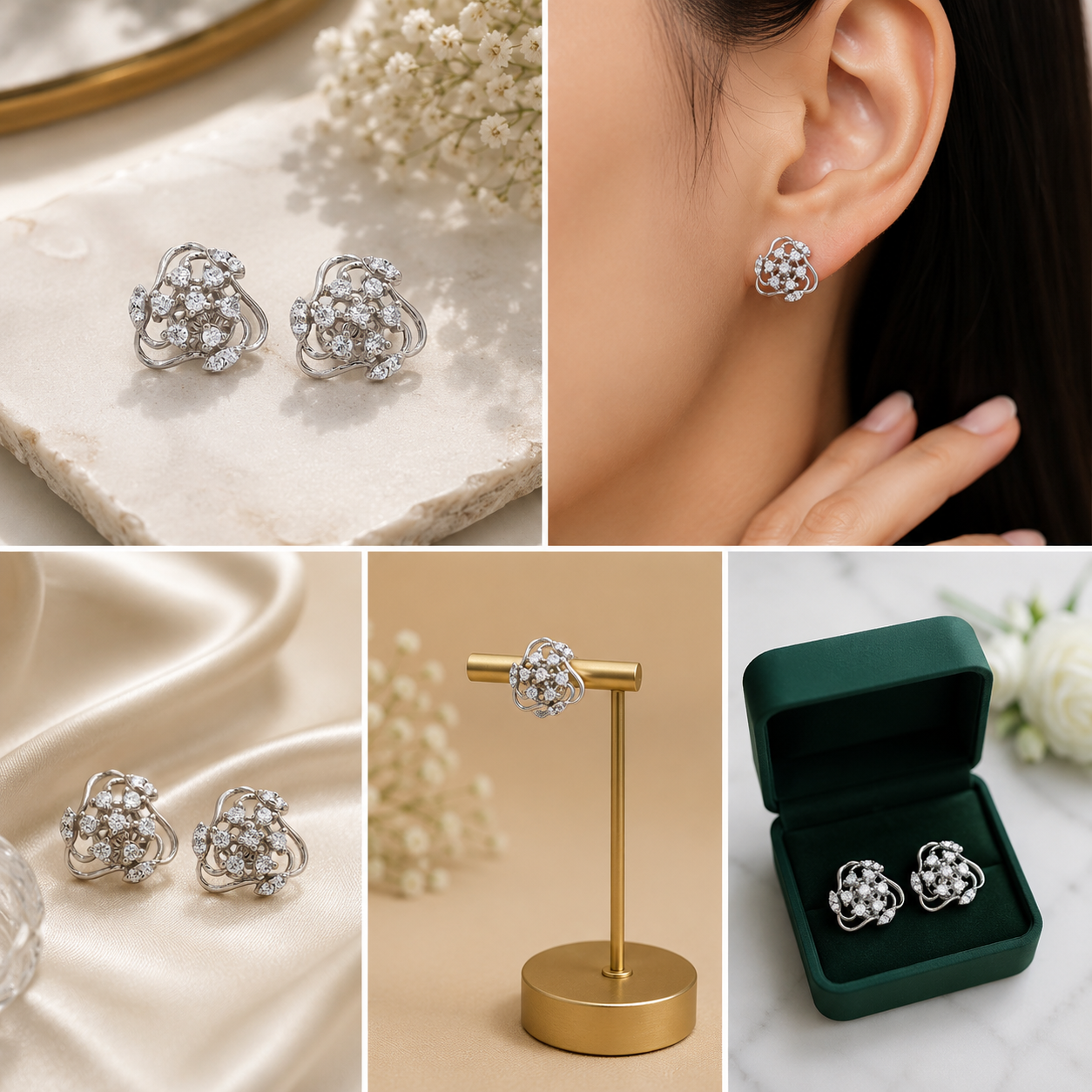 Crystal Blossom Sparkle Stud Earrings