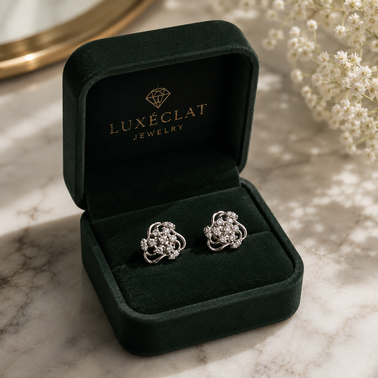 Crystal Blossom Sparkle Stud Earrings