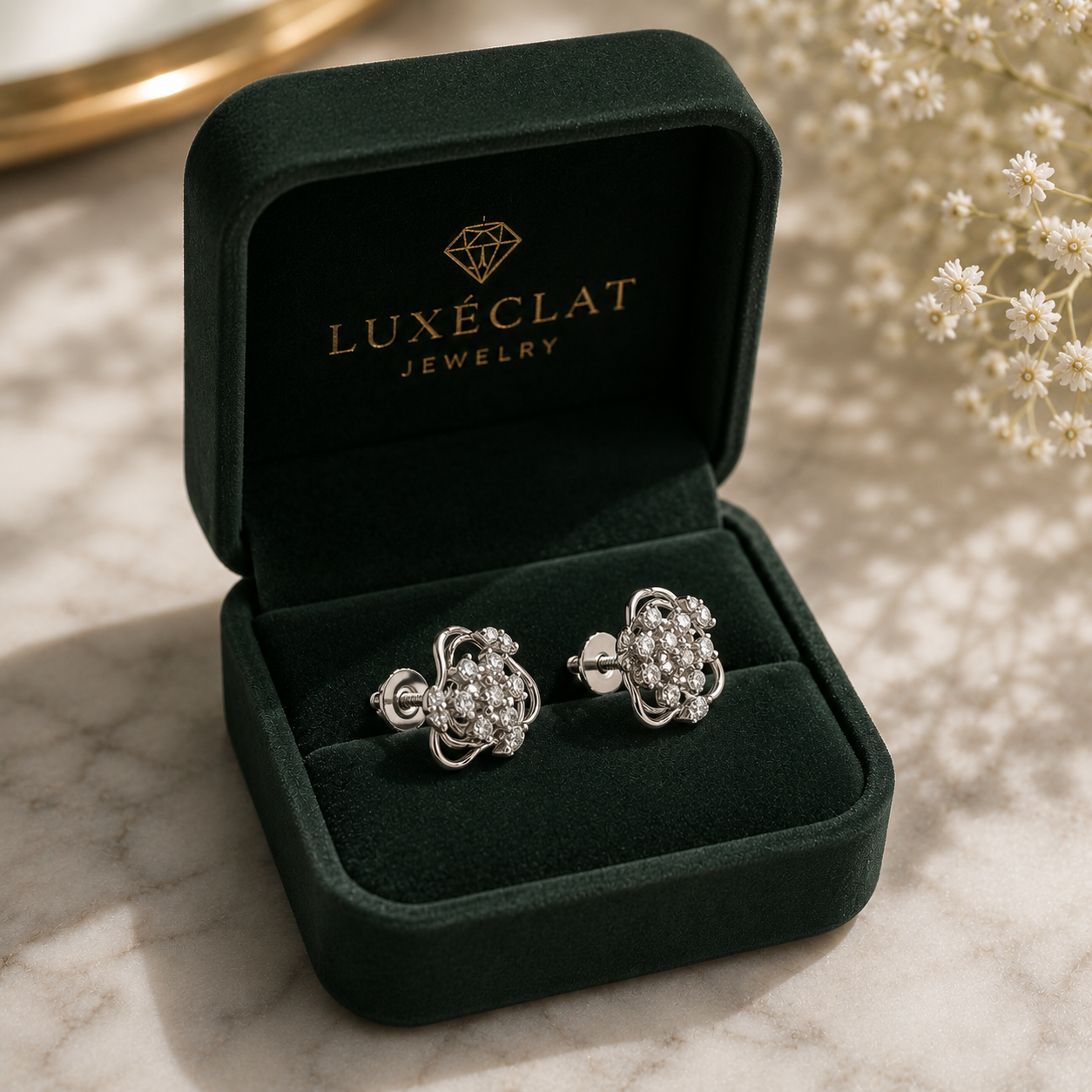 Crystal Blossom Sparkle Stud Earrings