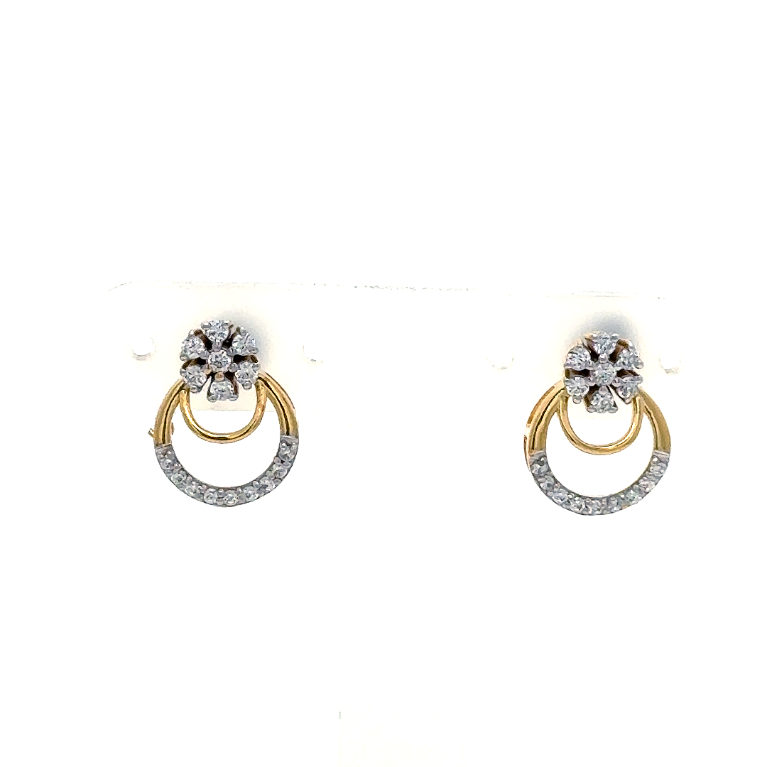 Crystal Flower Drop Hoop Studs