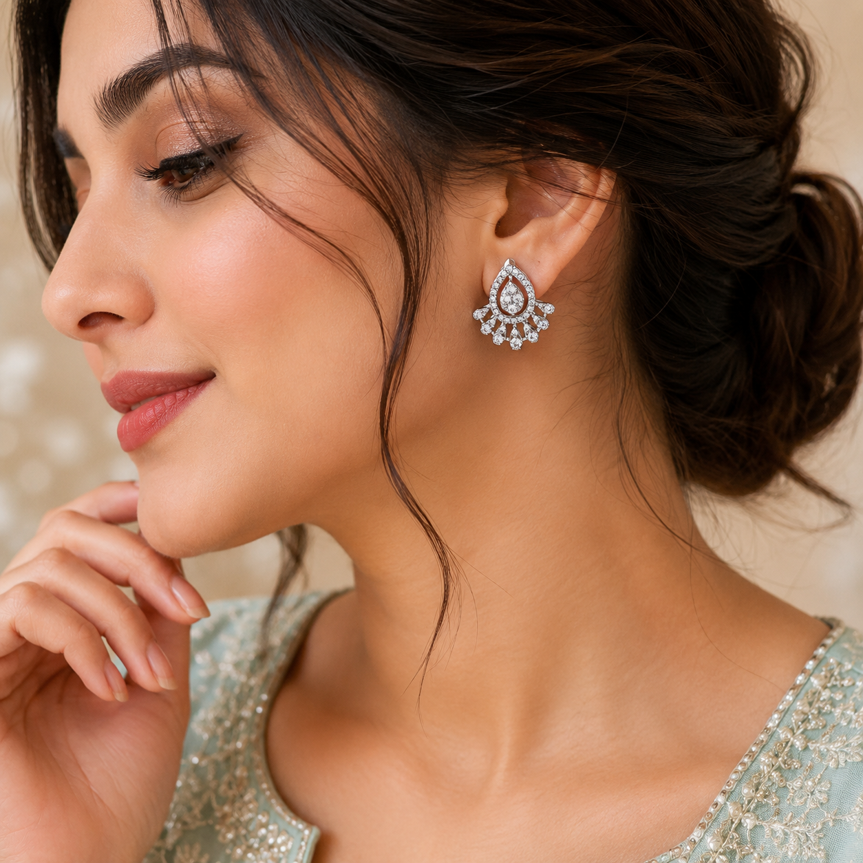 Diamond Shine Crown Earrings