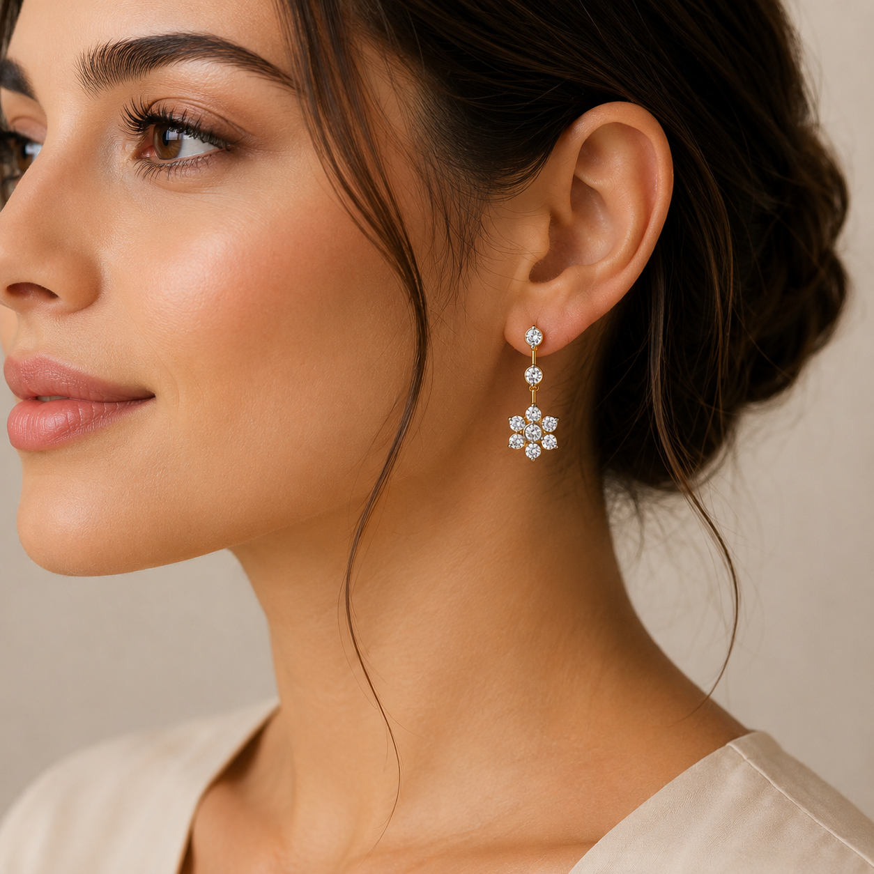 Elegant Crystal Floral Drop Earrings