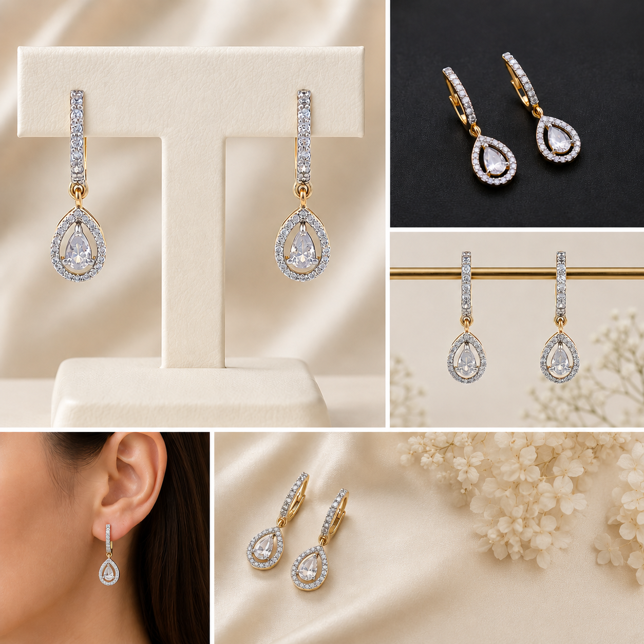 Elegant Crystal Teardrop Dangle Earrings