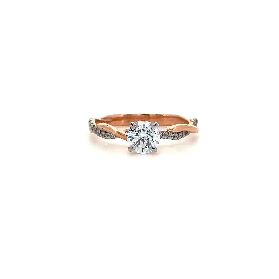 Elegant Twisted Rose Gold Solitaire Ring