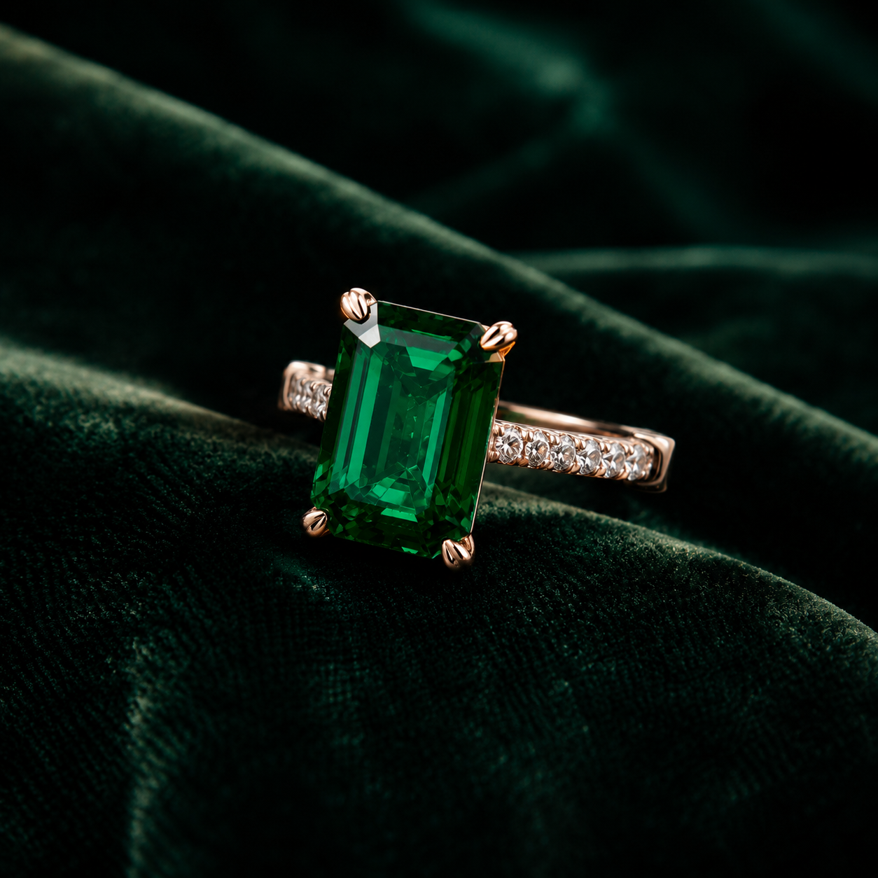 Emerald Elegance Diamond Ring
