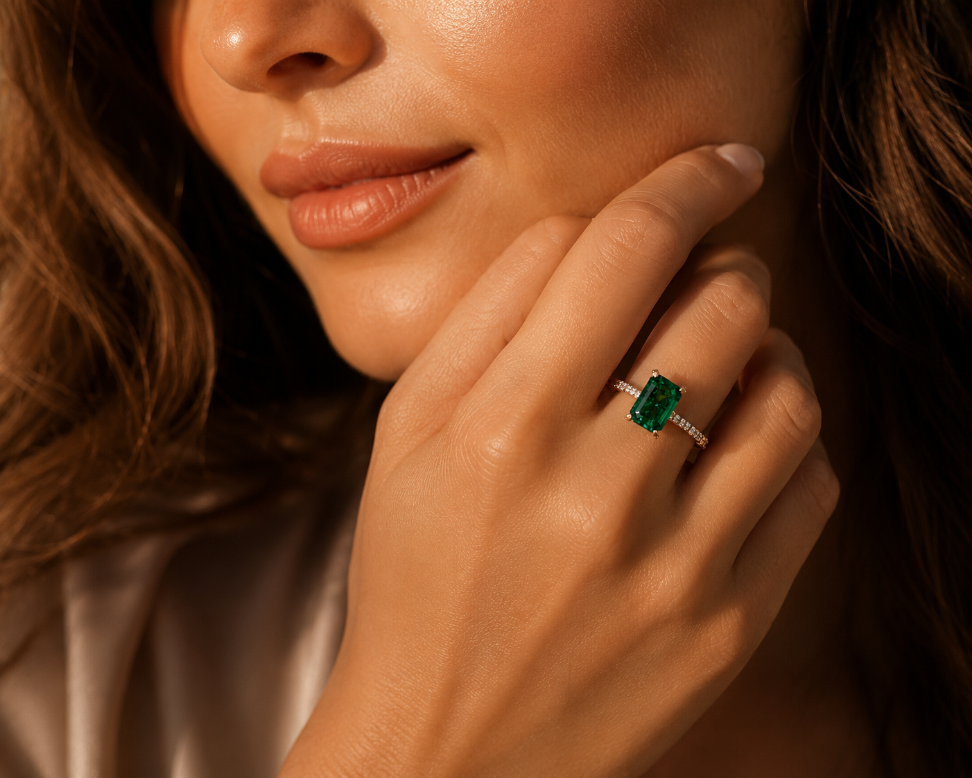 Emerald Elegance Diamond Ring