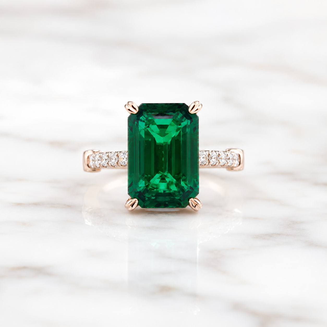 Emerald Elegance Diamond Ring