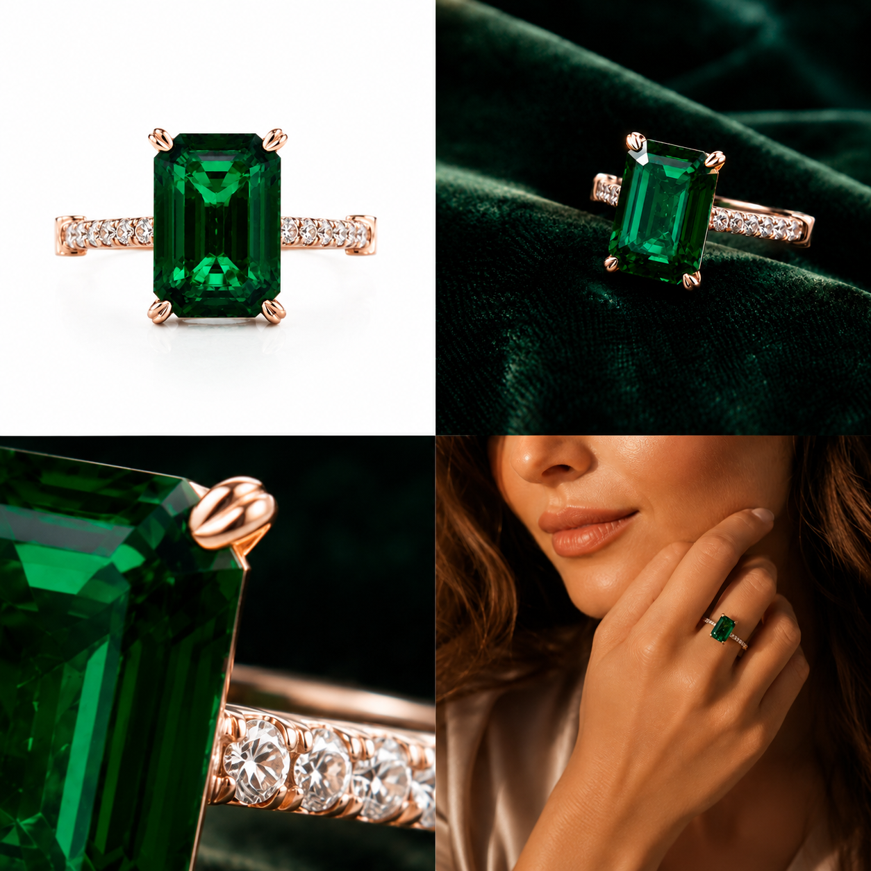 Emerald Elegance Diamond Ring
