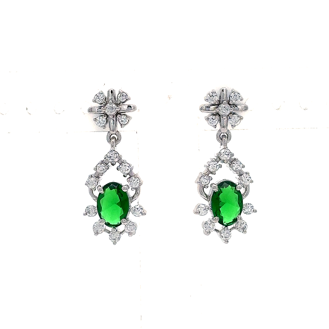 Emerald Bloom Diamond Drop Earrings