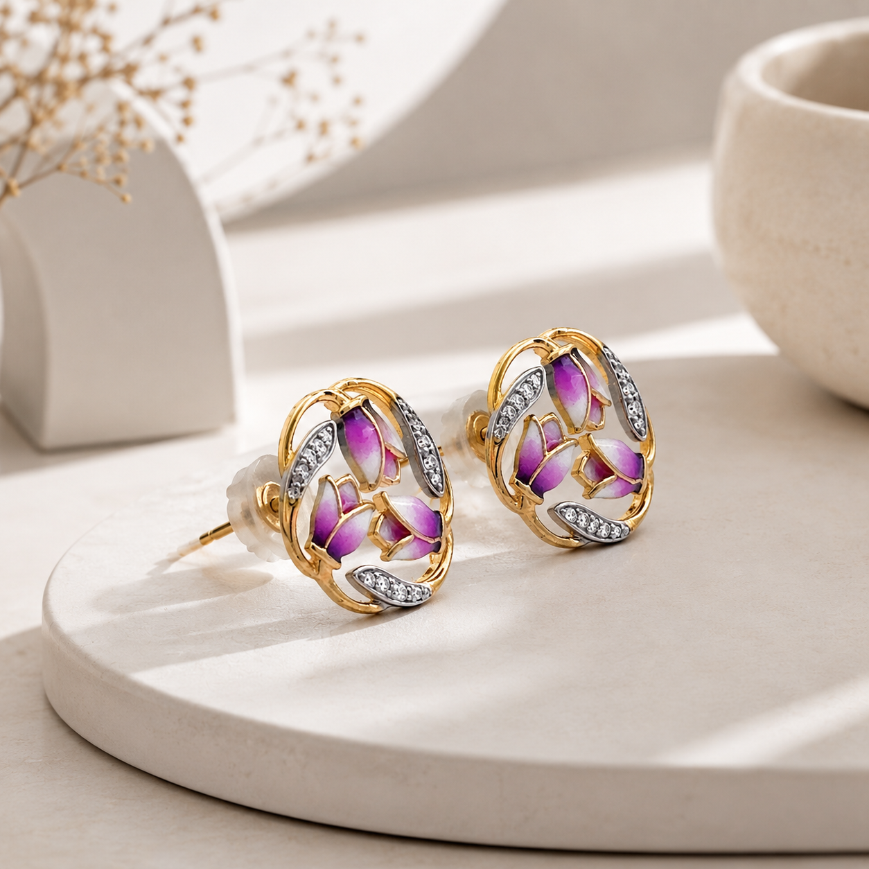 Enchanted Orchid Bloom Stud Earrings