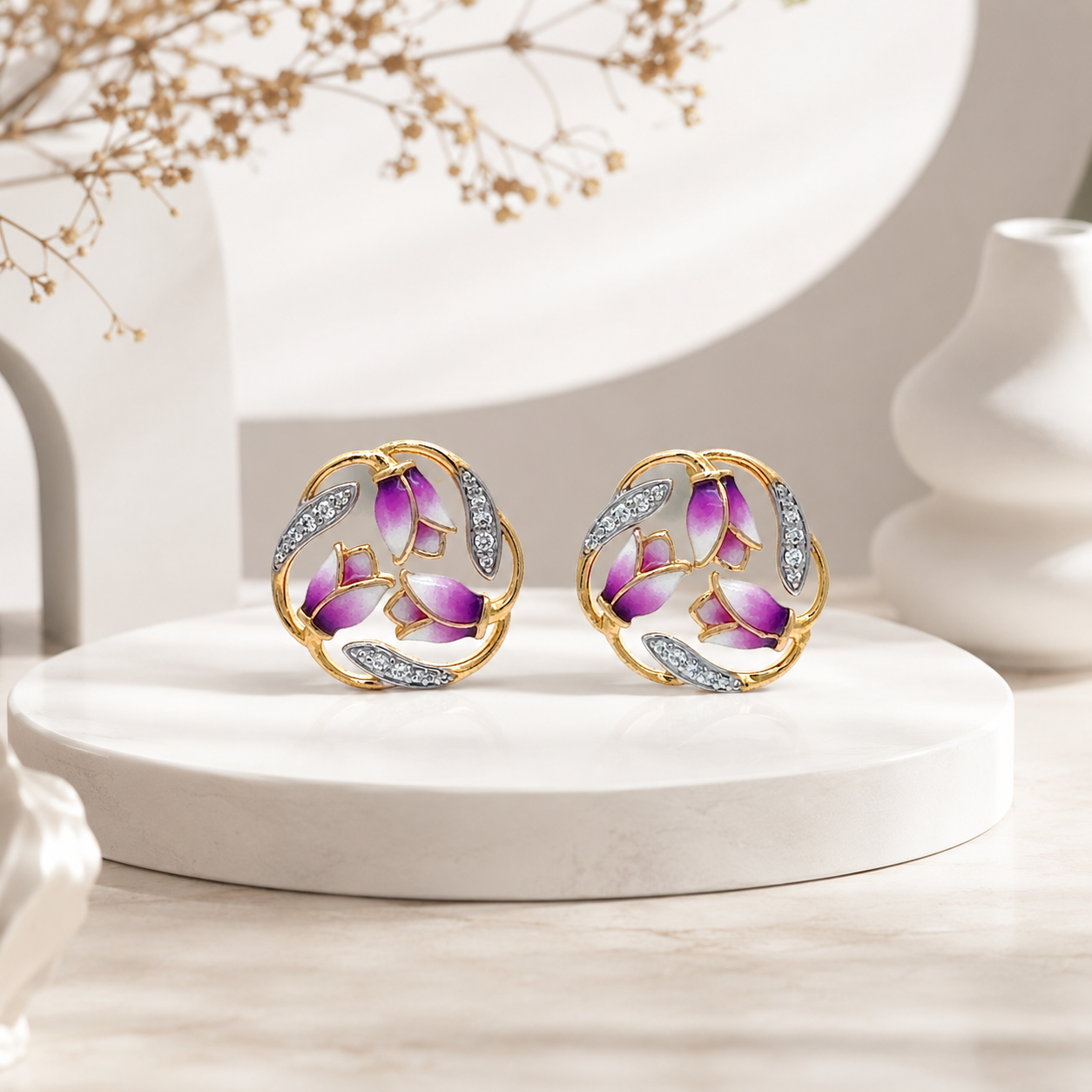 Enchanted Orchid Bloom Stud Earrings