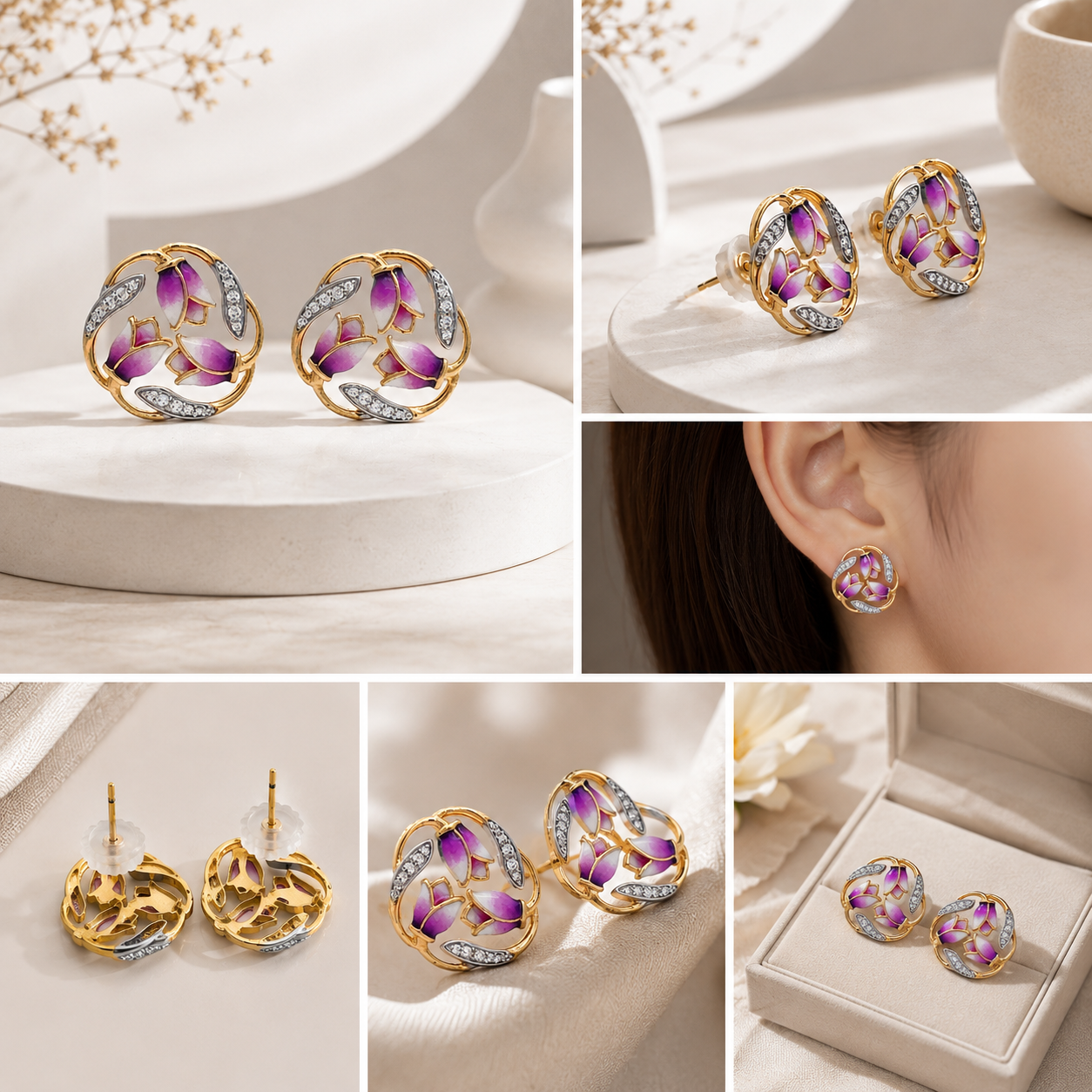 Enchanted Orchid Bloom Stud Earrings
