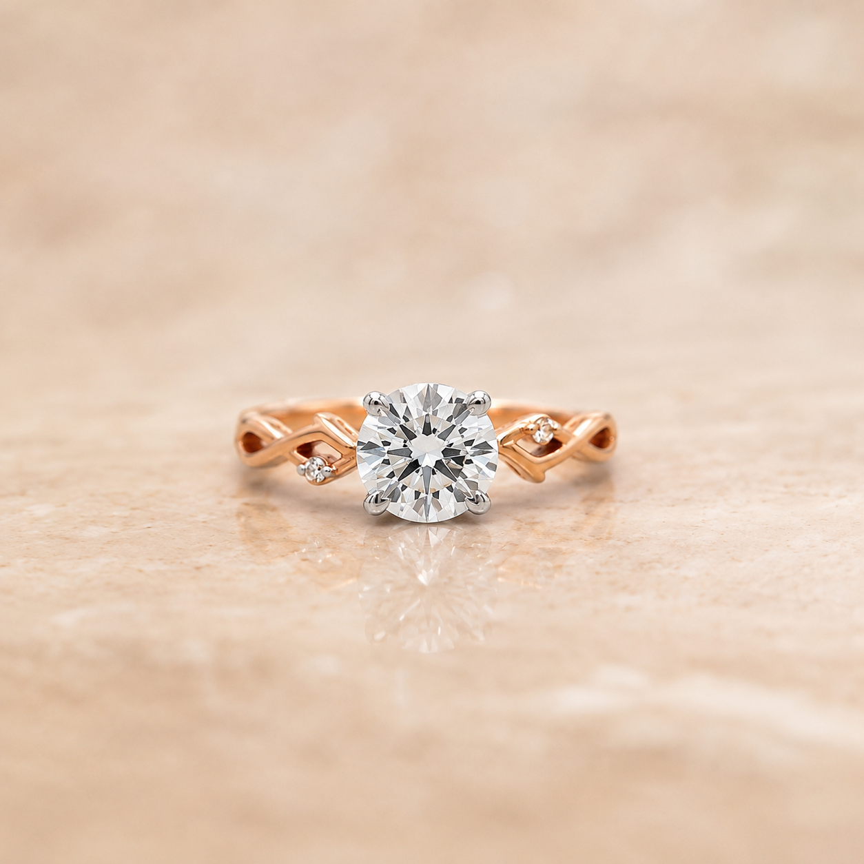 Eternal Knot Rose Gold Solitaire Ring