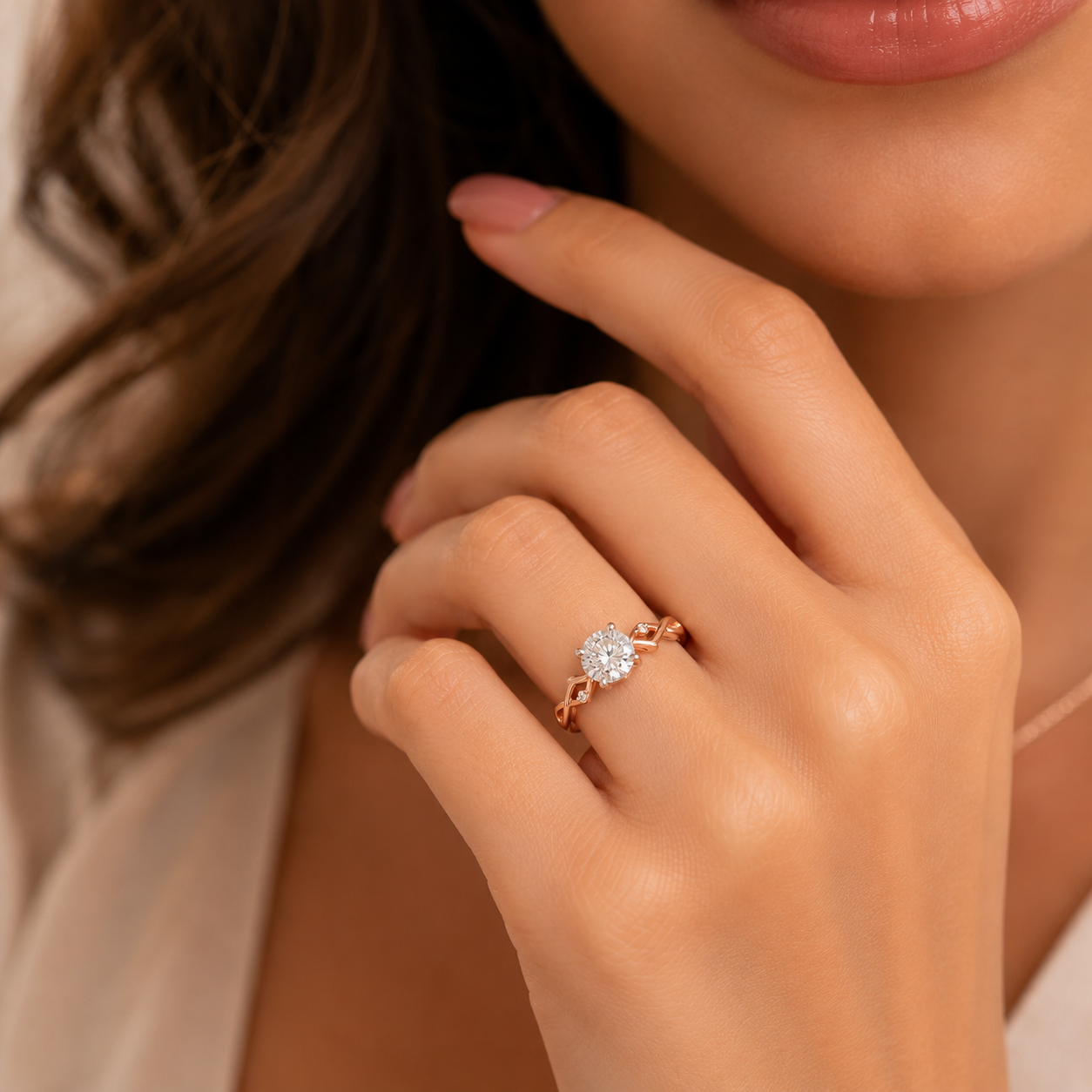 Eternal Knot Rose Gold Solitaire Ring