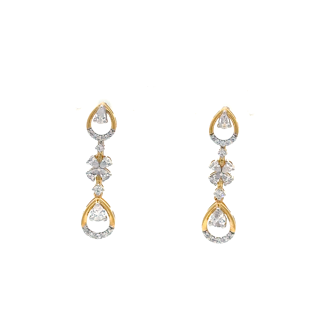 Floral Dewdrop Crystal Dangle Earrings