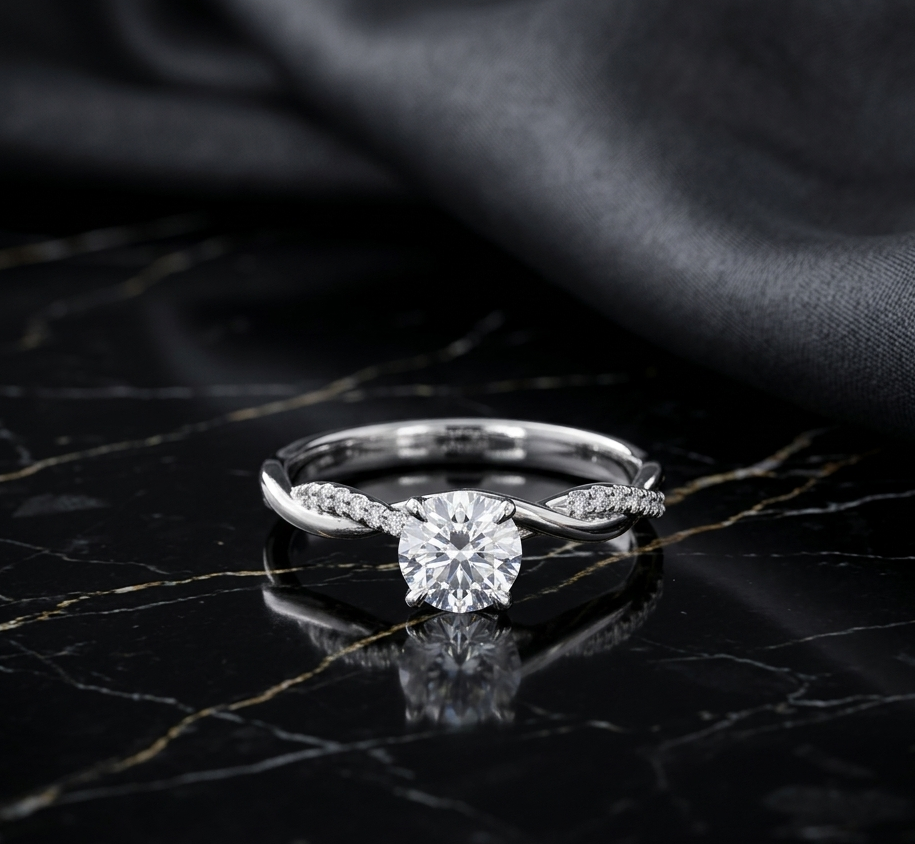 Minimal Twist Solitaire Diamond Ring