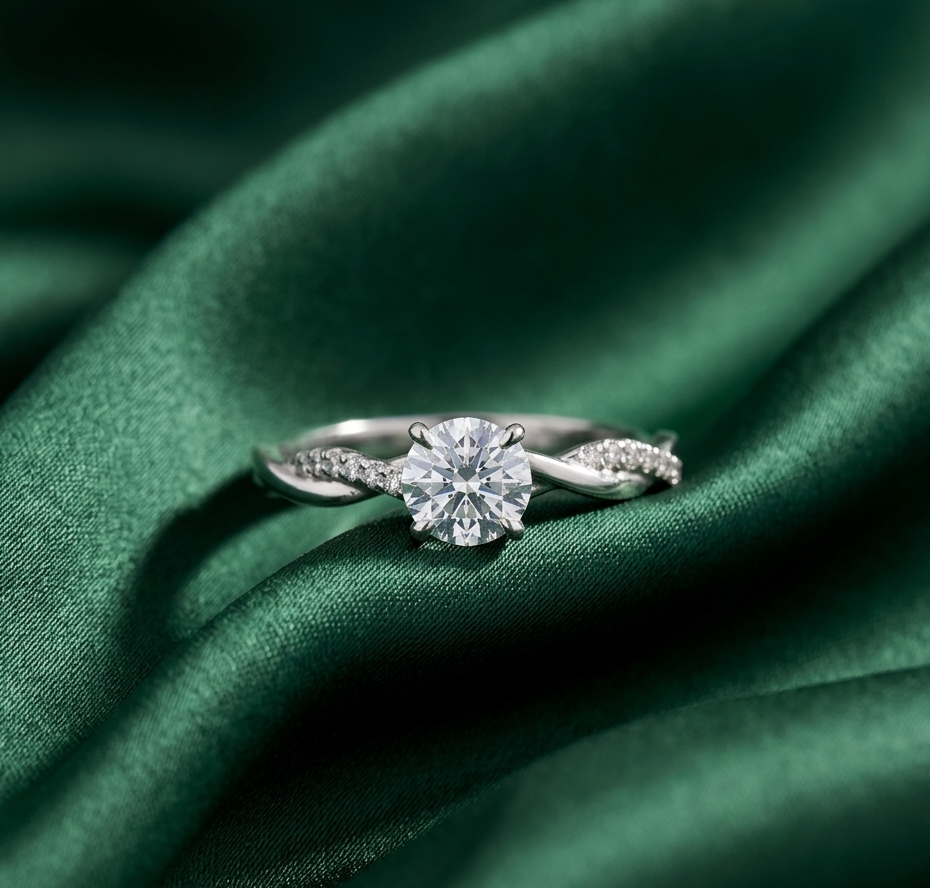 Minimal Twist Solitaire Diamond Ring
