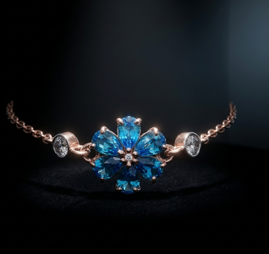 Blue Floral Stone Bracelet