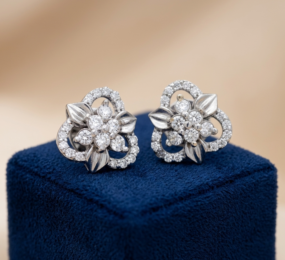 Floral Sparkle Stud Earrings
