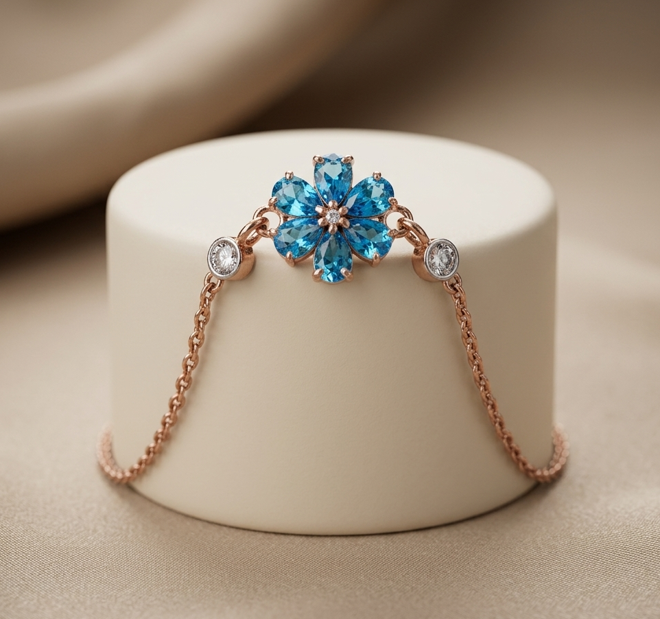 Blue Floral Stone Bracelet