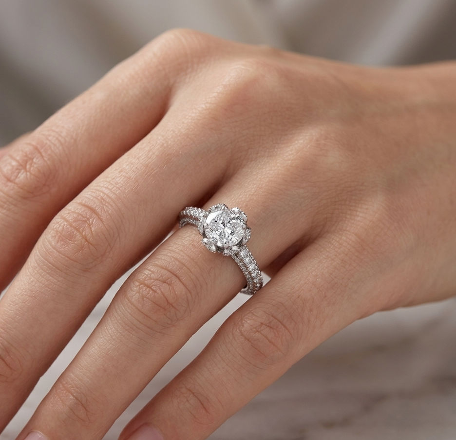 Vintage Milgrain Halo Diamond Ring
