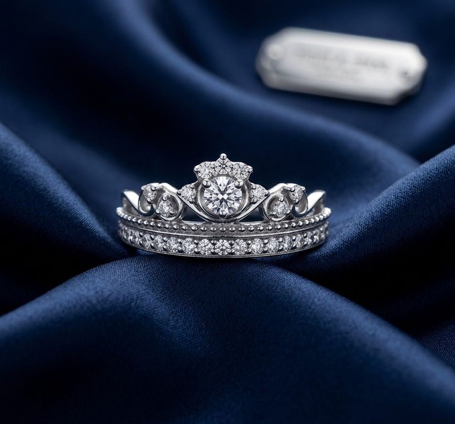 Elegant Crown Style Diamond Ring