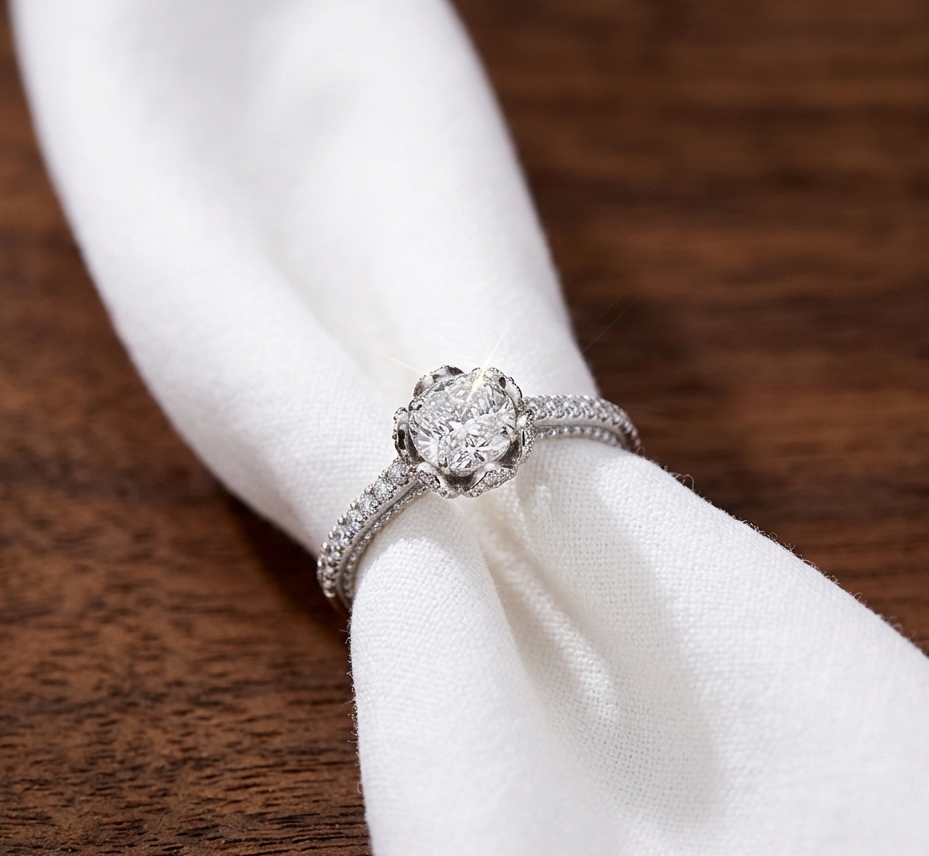Vintage Milgrain Halo Diamond Ring