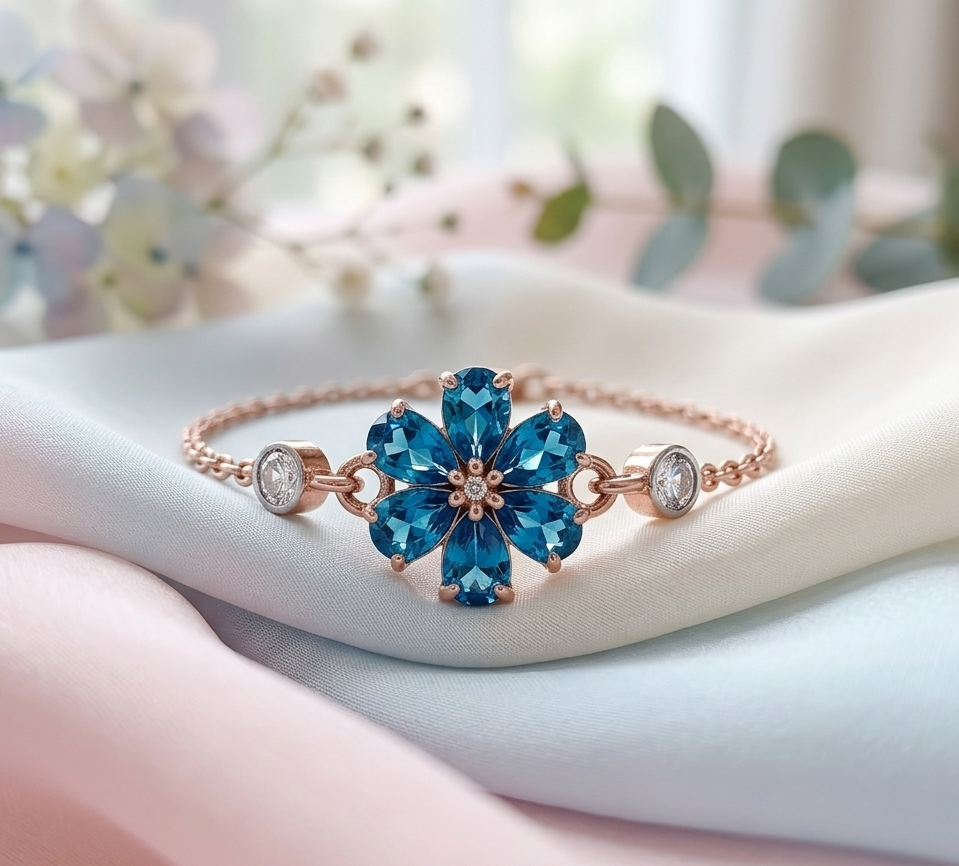 Blue Floral Stone Bracelet