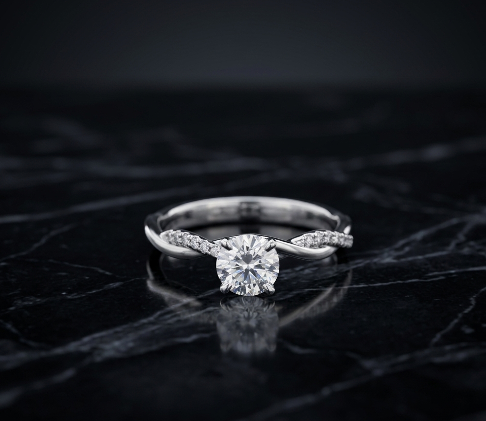 Minimal Twist Solitaire Diamond Ring