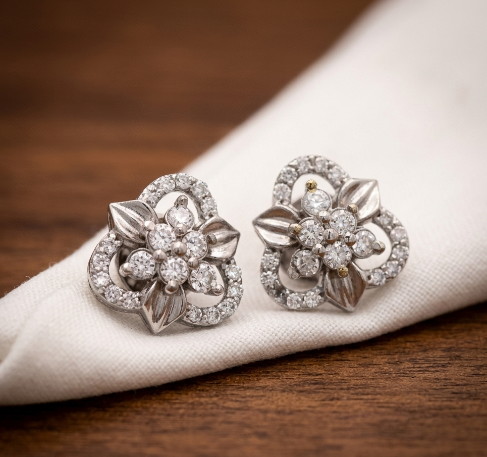 Floral Sparkle Stud Earrings