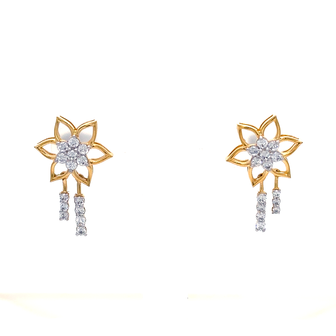 Golden Blossom Diamond Drop Earrings
