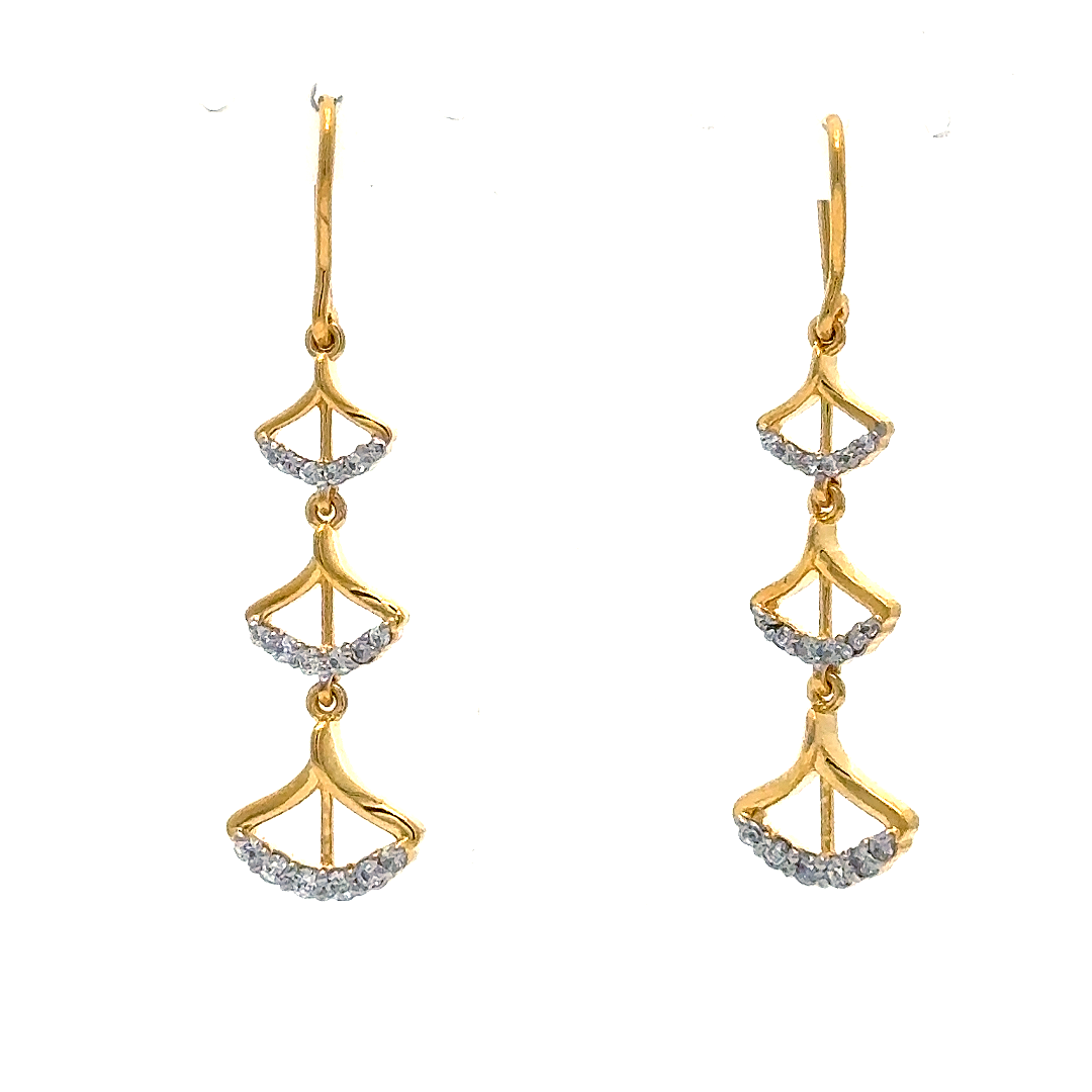 Golden Cascade Crystal Drop Earrings