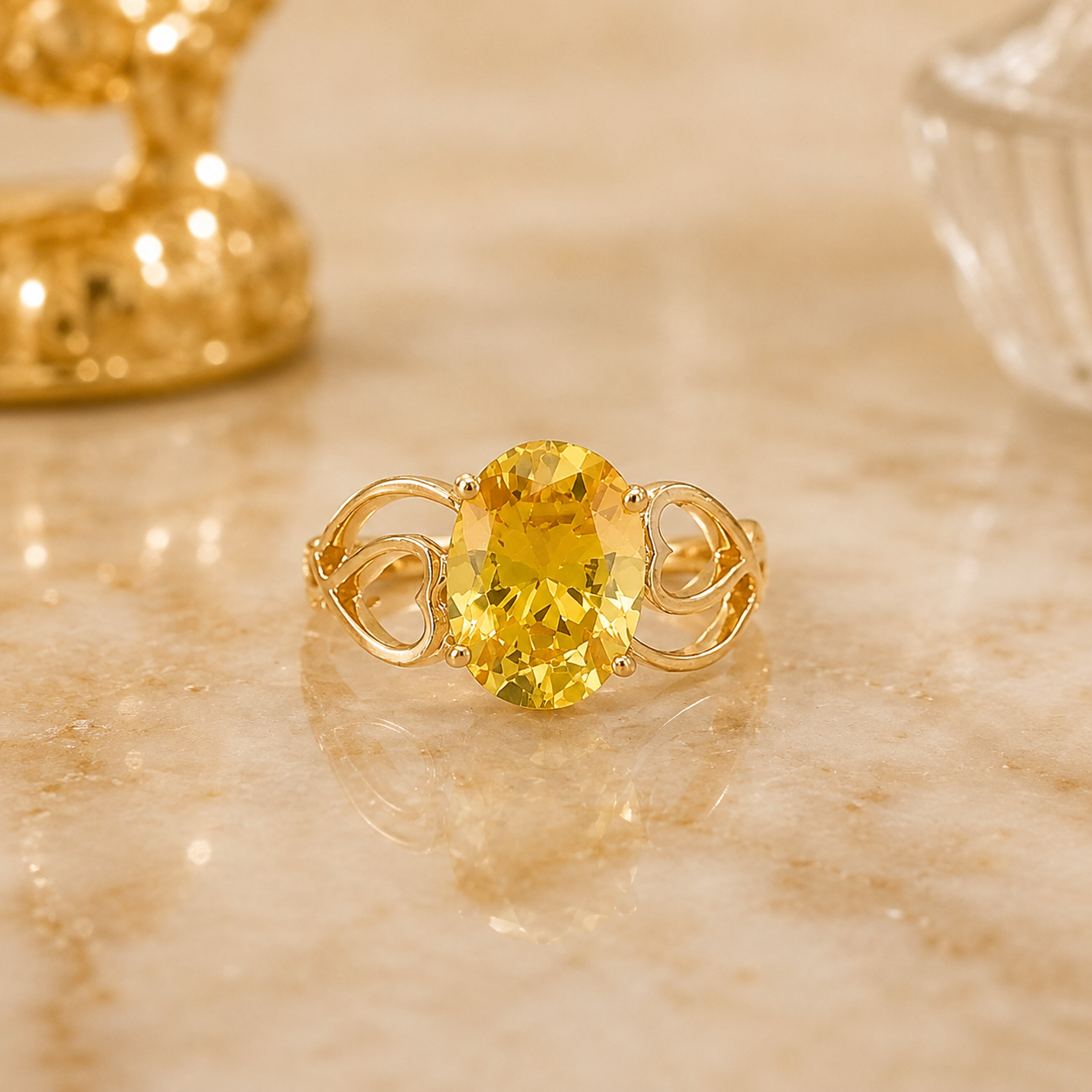 Golden Citrine Statement Ring