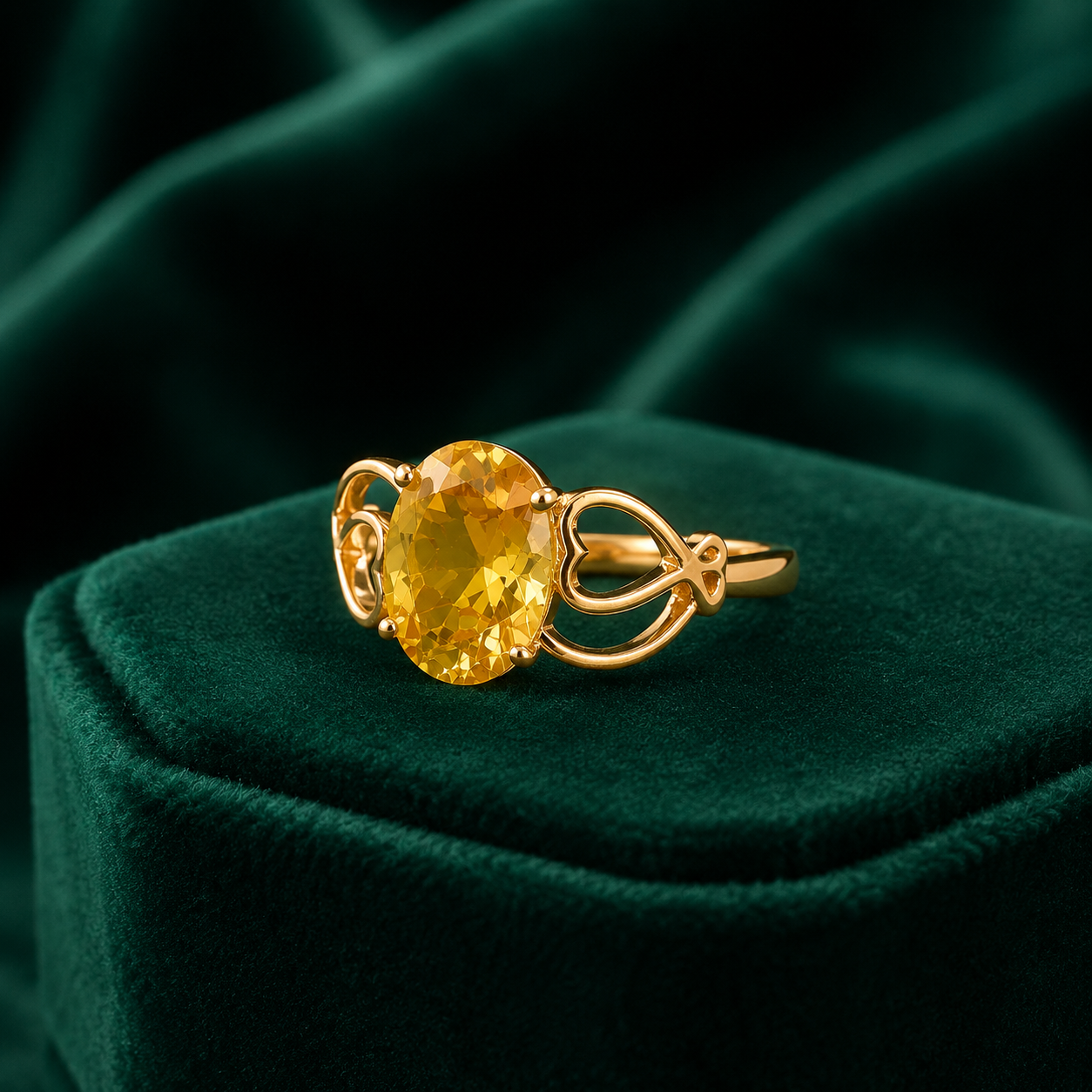 Golden Citrine Statement Ring
