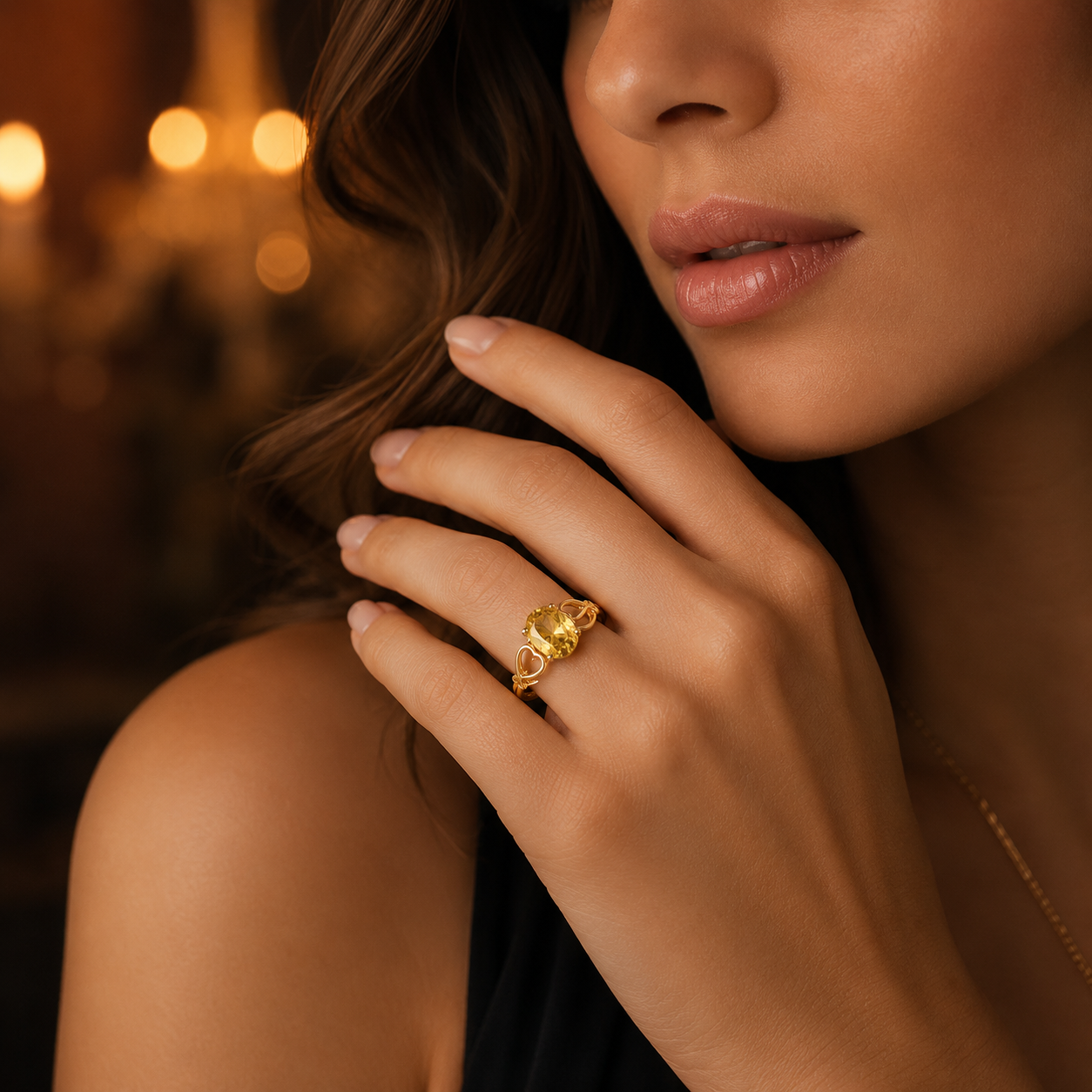 Golden Citrine Statement Ring