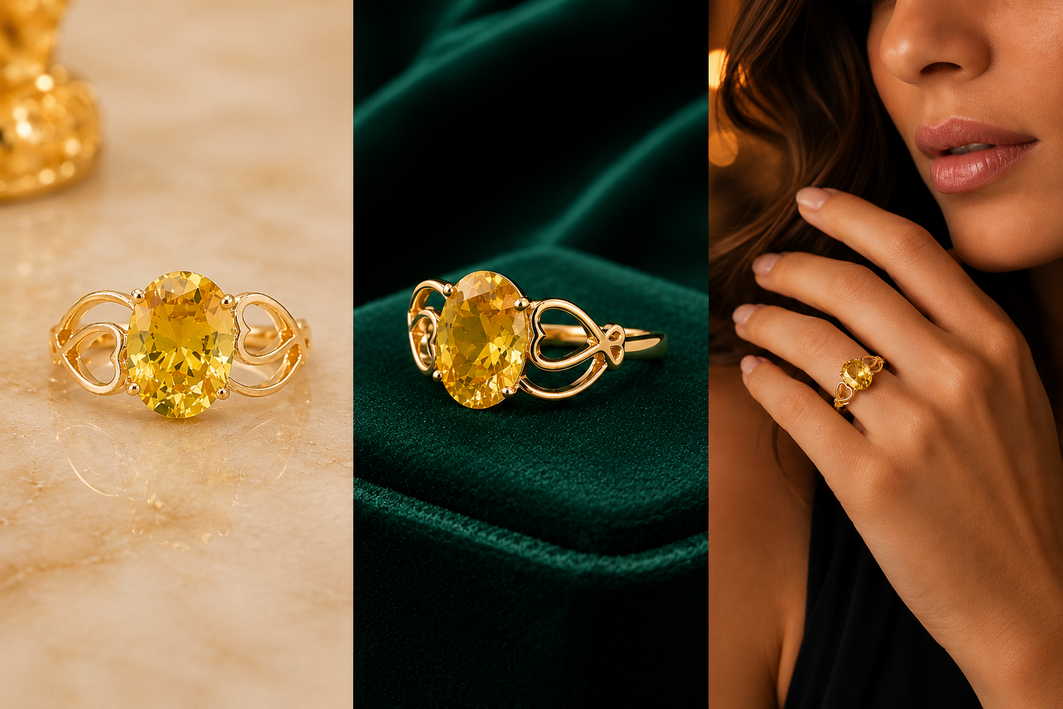 Golden Citrine Statement Ring