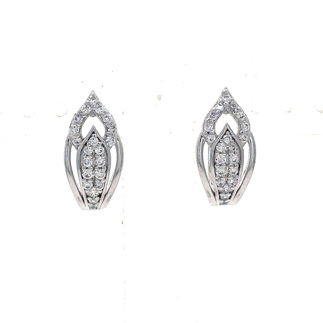 Golden Crystal Leaf Stud Earrings