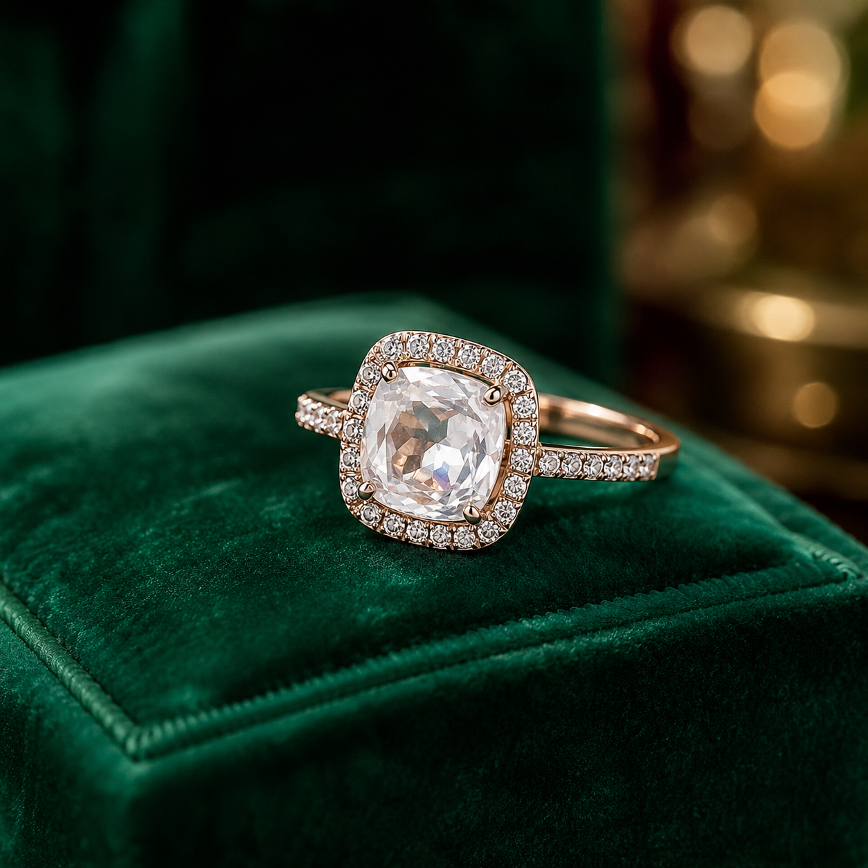 Halo Cushion Diamond Ring