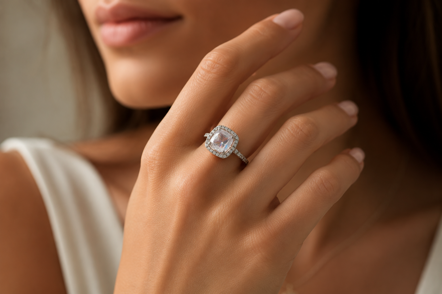Halo Cushion Diamond Ring