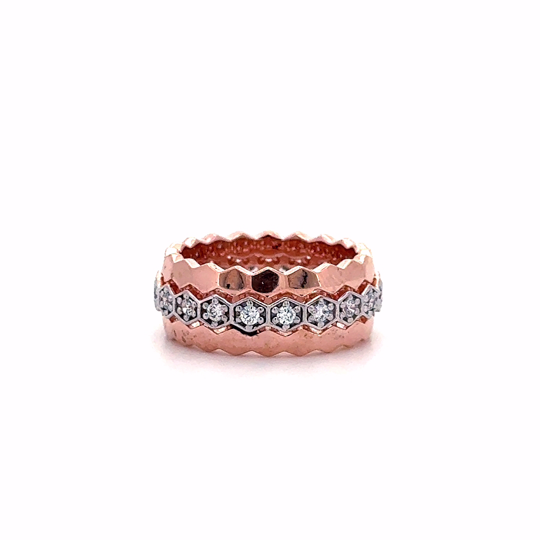 Hexa Luxe Rose Gold Diamond Band Ring