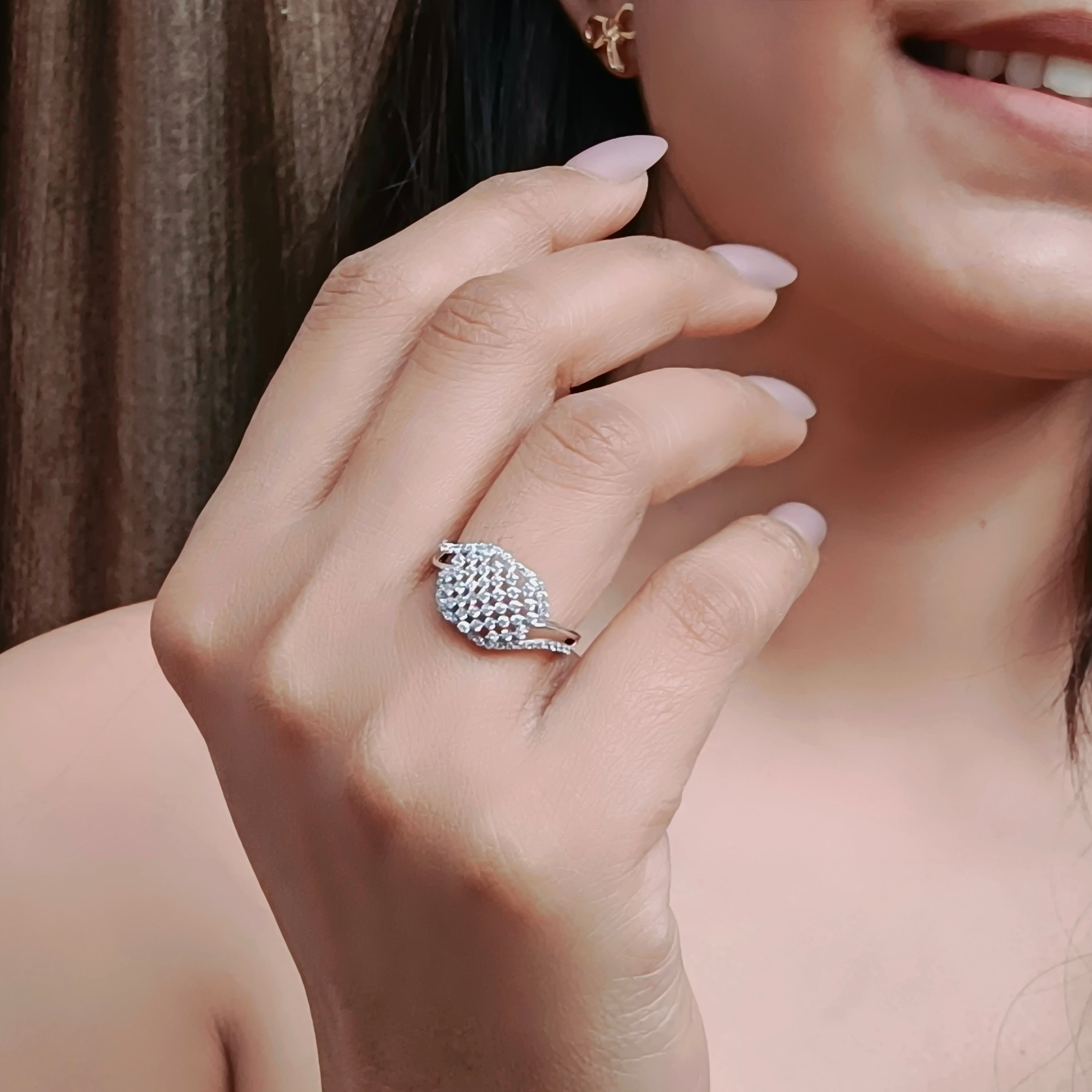 Glimmer Veil Silver Ring