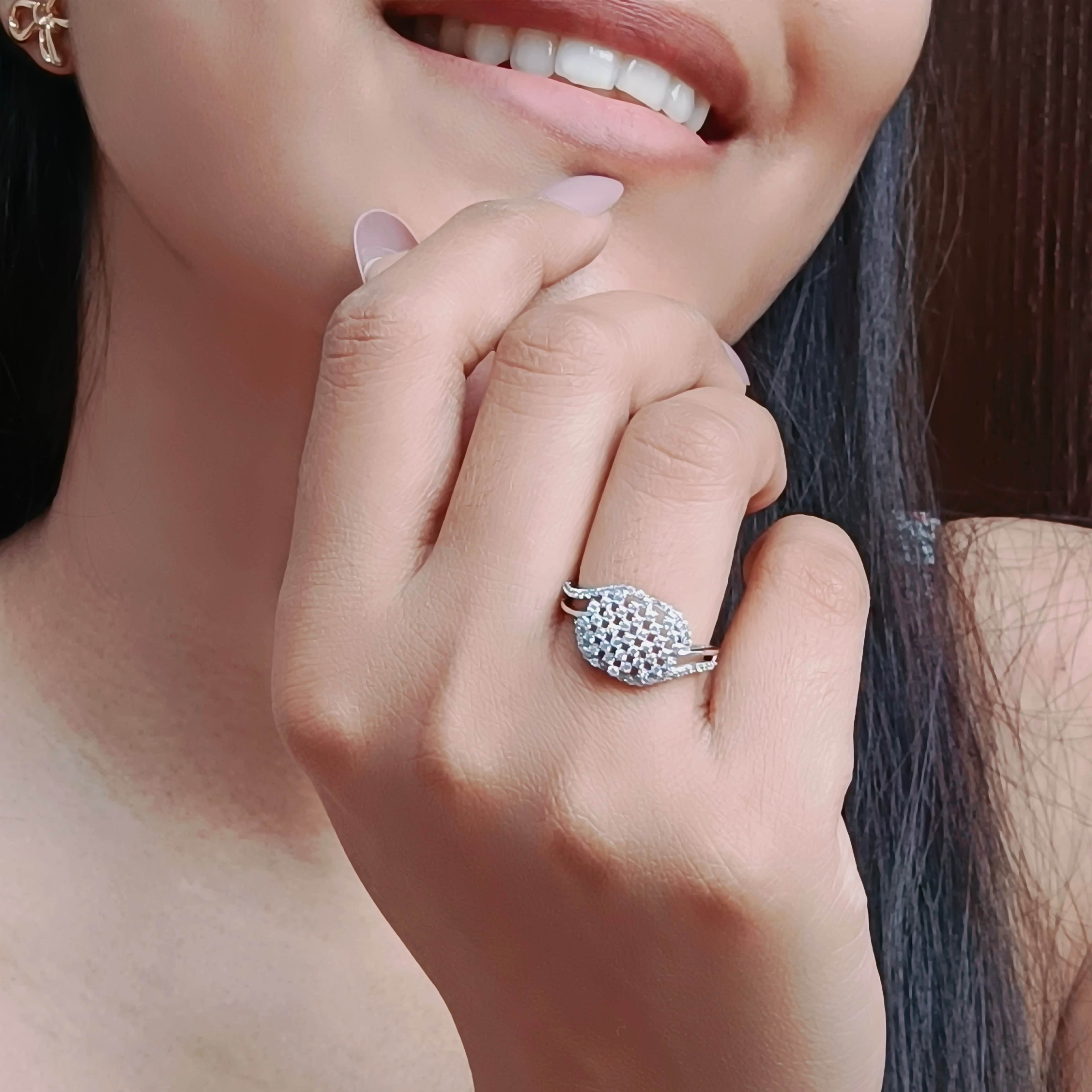 Glimmer Veil Silver Ring
