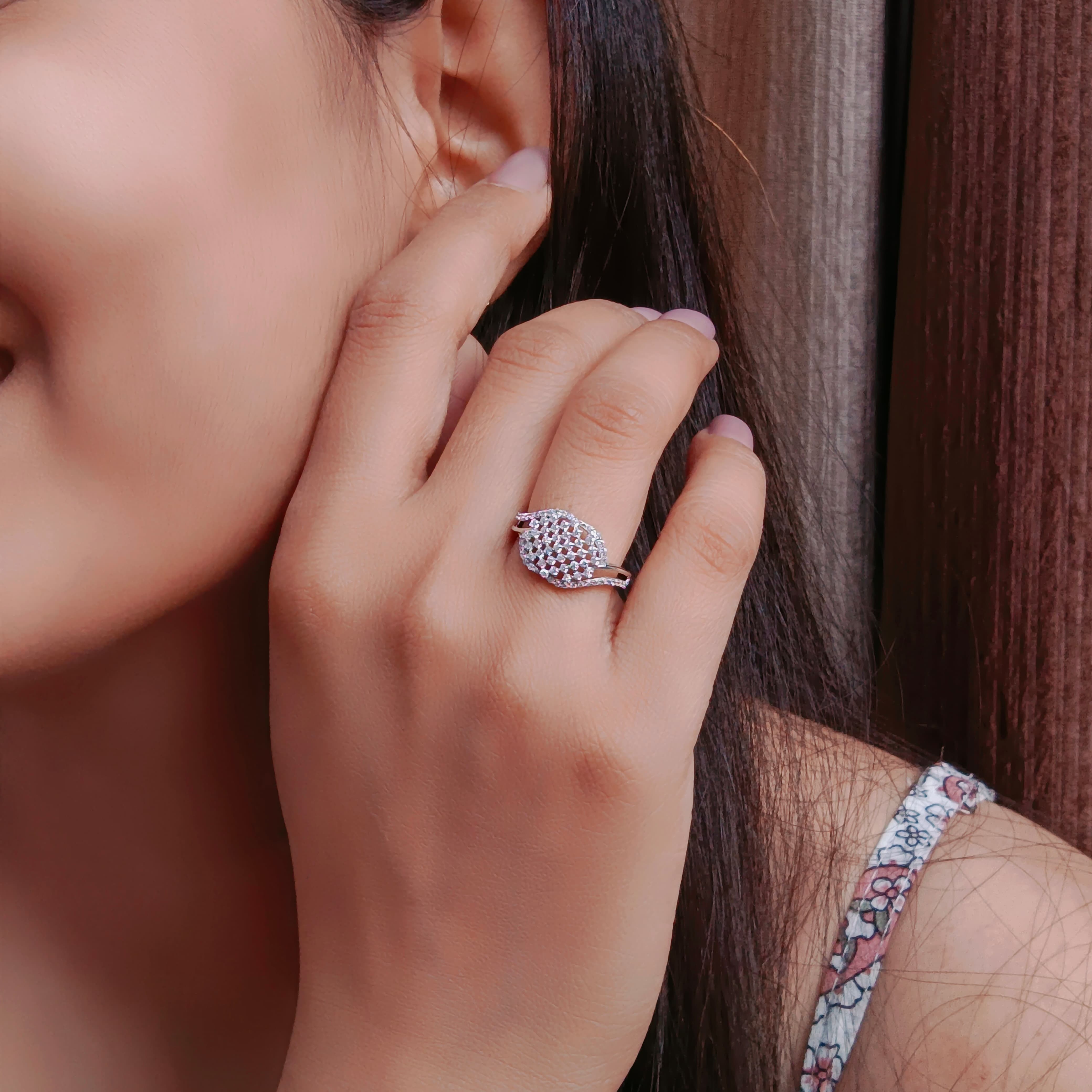 Glimmer Veil Silver Ring