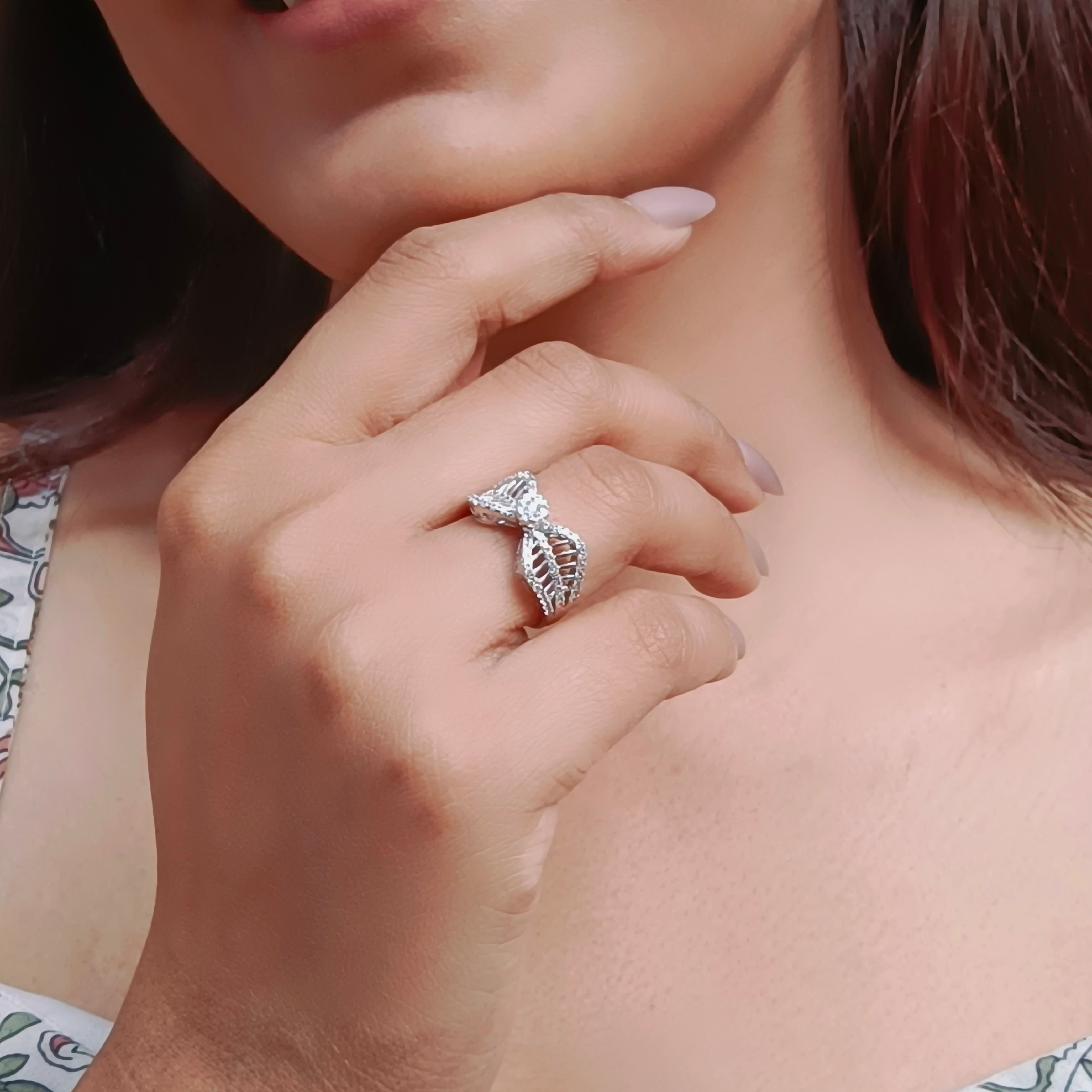 Whispering Leafy Wings Ring
