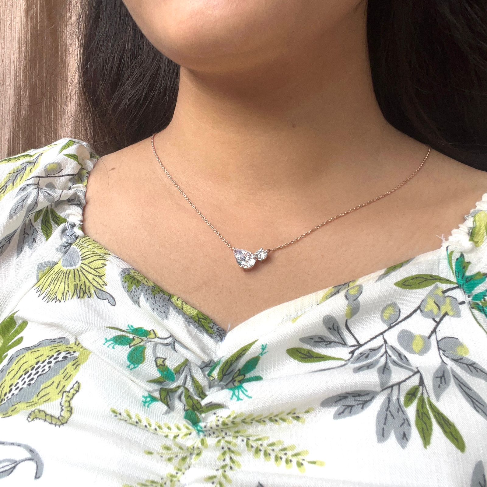 Twin Sparkle Silver Pendant